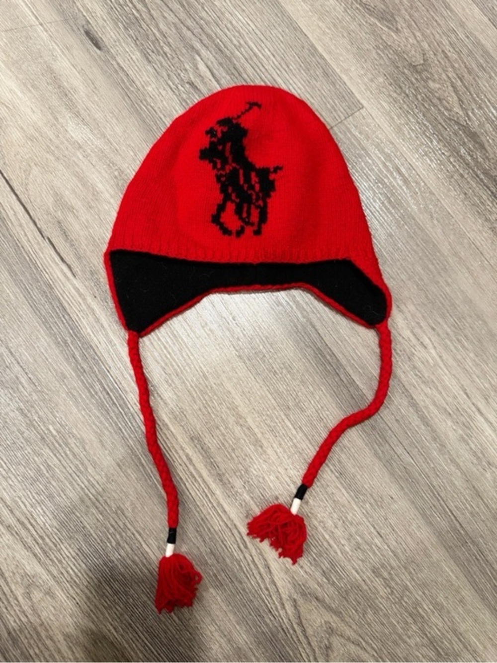 Polo Ralph Lauren Rare 2013 Vintage Tassel Ski Hat Red 100% Lambs Wool